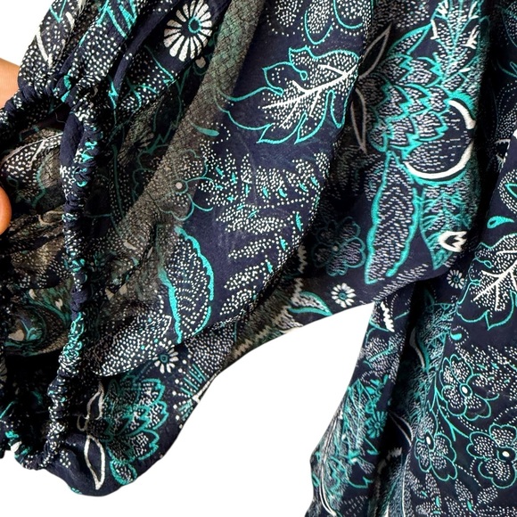 Anthropologie Navy and Teal Floral Blouse - Picture 5 of 8